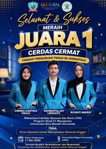 Mahasiswa FEB UBMG Raih Juara I Lomba Cerdas Cermat Tingkat Provinsi Gorontalo, Tegaskan Kampus Berprestasi dan Kompetitif